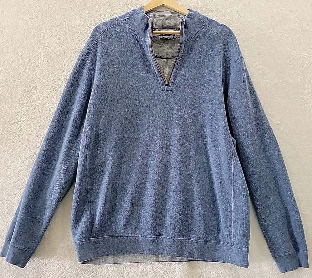 Tommy Bahama Mens 1/4 Zip Pullover Sweater Large Flipview Reversible Travel Golf